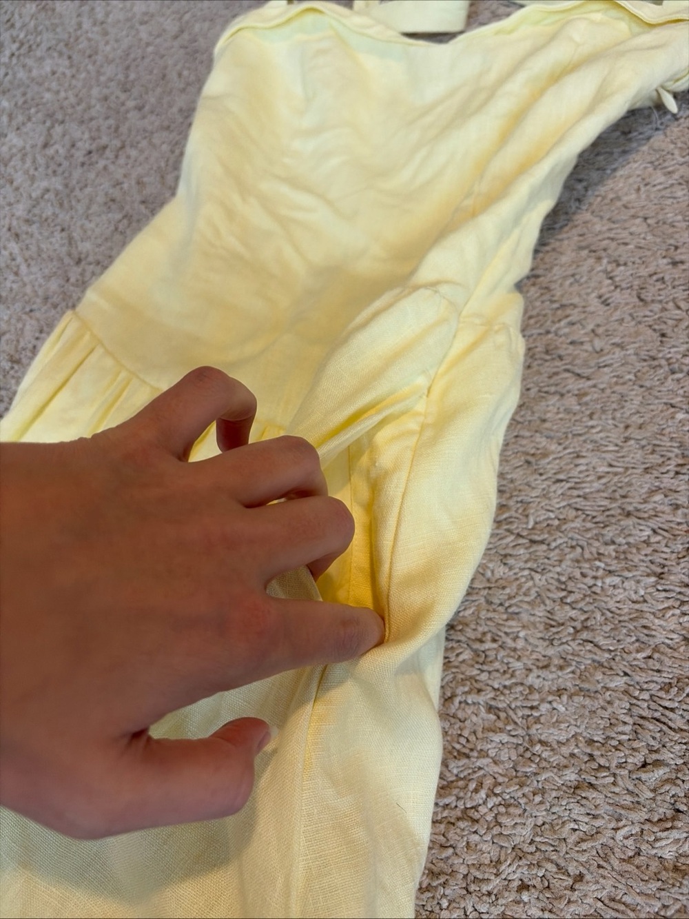Abercrombie Butter Yellow 100% Linen Drop Waist Mini Dress Built In Shorts Small - Picture 7 of 9